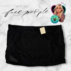 Free People Women's 10 Black Velvet Mini Skirt Holidays Event Whimsigoth Romance